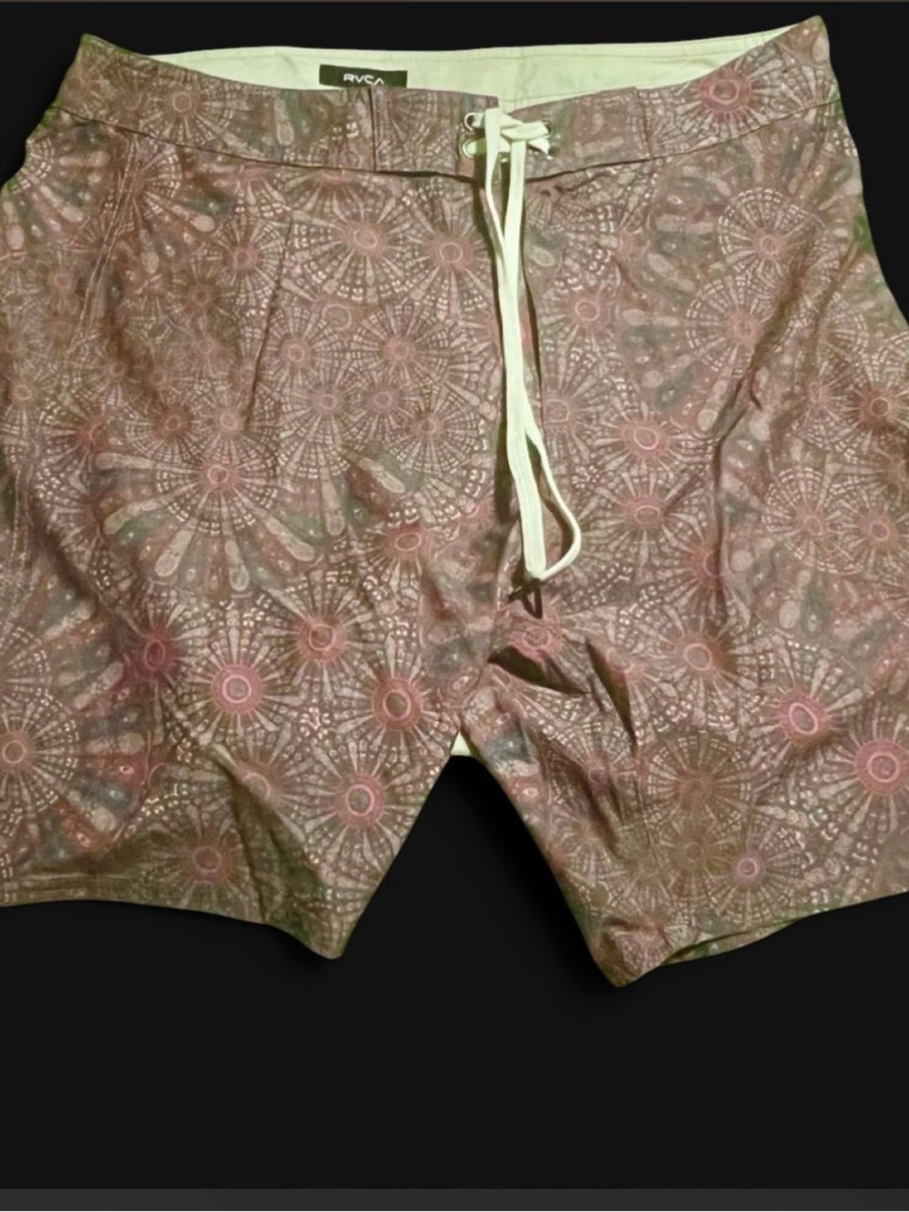 RVCA Men's Rose Brown Mandala Board Shorts with Drawstring